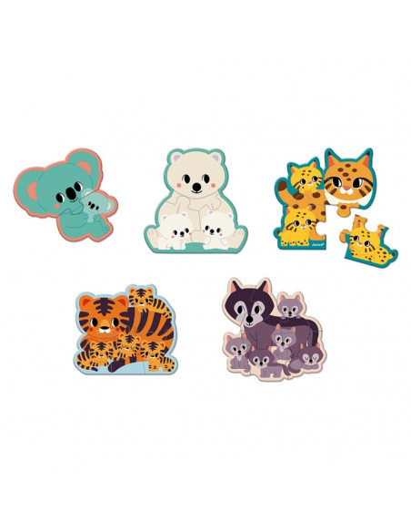 5 PUZLES EVOLUTIVOS ANIMALES - Janod J08625 5 PUZLES EVOLUTIVOS ANIMALES - Janod J08625