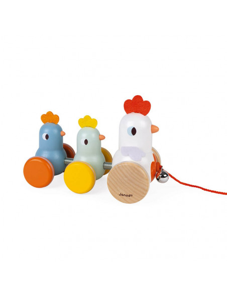 Juego de arrastre gallina y pollitos - Janod J08259 Juego de arrastre gallina y pollitos - Janod J08259
