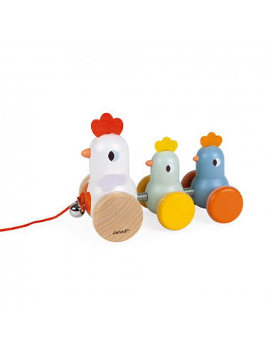 Juego de arrastre gallina y pollitos - Janod J08259 Juego de arrastre gallina y pollitos - Janod J08259