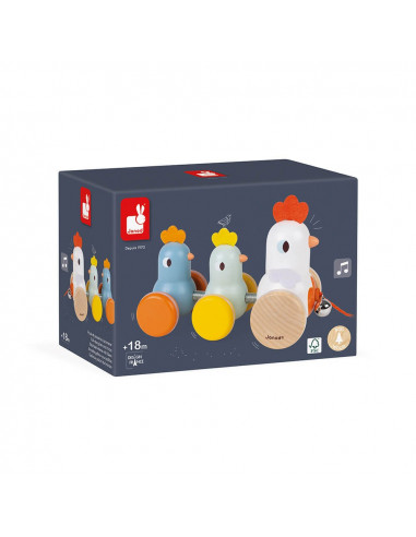 Juego de arrastre gallina y pollitos - Janod J08259 Juego de arrastre gallina y pollitos - Janod J08259