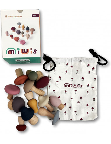 Figuras para apilar de silicona colorida, set champis - Miwis 010