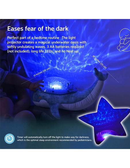 Peluche proyector ballena con sonidos relajantes aquamarine - Cloud B 7901-WB