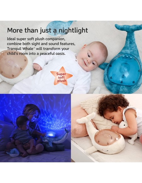 Peluche proyector ballena con sonidos relajantes aquamarine - Cloud B 7901-WB