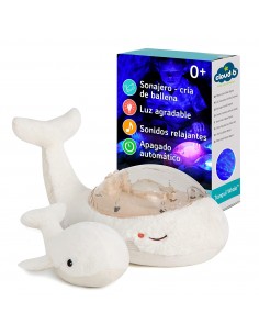 Peluche proyector ballena con sonidos relajantes aquamarine white- Cloud B 7901-WD