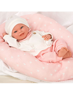 Muñeca con peso Elegance 40 cm Colin rosa con cojín - Arias 60762