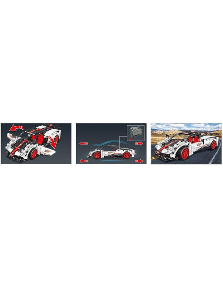 Coche para construir Encajes 8+Technic Racing Car Pullback Blanco 436 pzas - Giros G157372