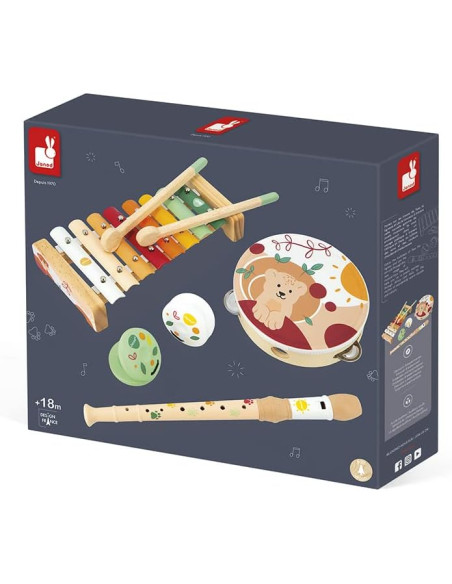 Conjunto Instrumentos Musicales de madera Sunshine - Janod J07615 Conjunto Instrumentos Musicales de madera Sunshine - Janod J07615