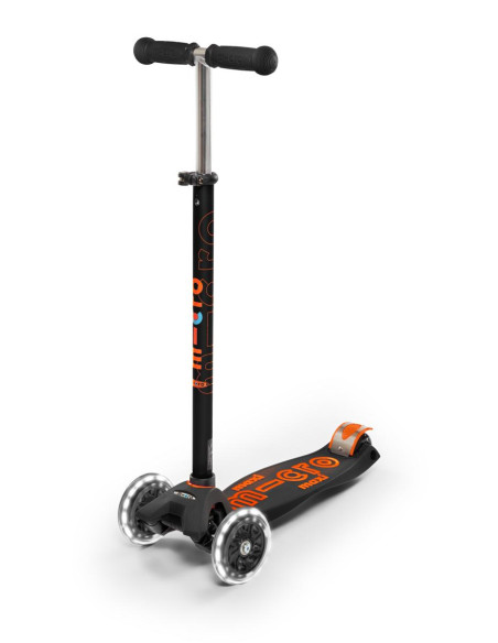 Patinete maxi deluxe, luces led,niños 5-12 años,color Negro/Naranja - Micro MMD143