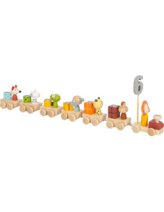¡Celebra tu cumpleaños con un divertido tren de madera de animales! - Small foot 12347