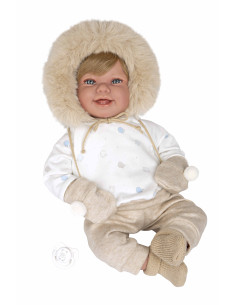 Muñeca Elegance 45 cm Zoe Beige con Manoplas y con Pelo - Muñeco de Peso - Arias 65379