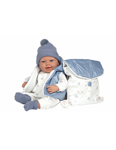 Muñeca con Peso Elegance 45 cm Adi Azul con Mochila - Arias 65377