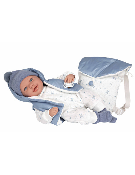 Muñeca con Peso Elegance 45 cm Adi Azul con Mochila - Arias 65377