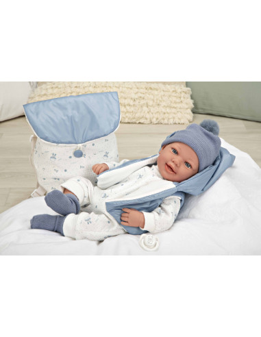 Muñeca con Peso Elegance 45 cm Adi Azul con Mochila - Arias 65377