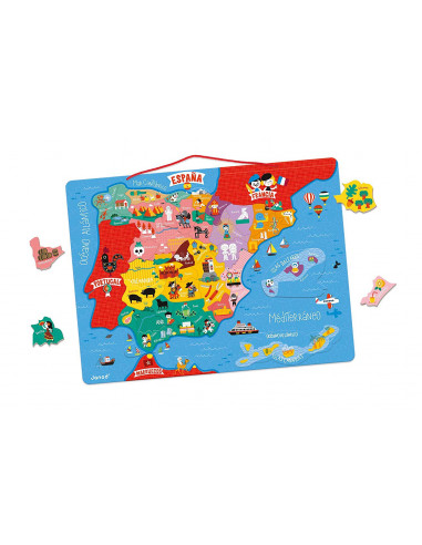 MAPA DE MADERA MAGNETICO DE ESPAÑA DE 60 PIEZAS - Janod