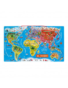 Puzle magnético atlas mundial versión española medidas 70x43 cm - Janod 05503 2