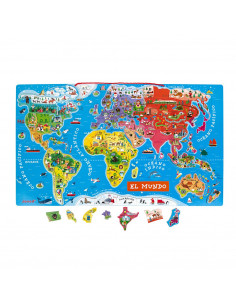 Puzle magnético atlas mundial versión española medidas 70x43 cm - Janod 05503