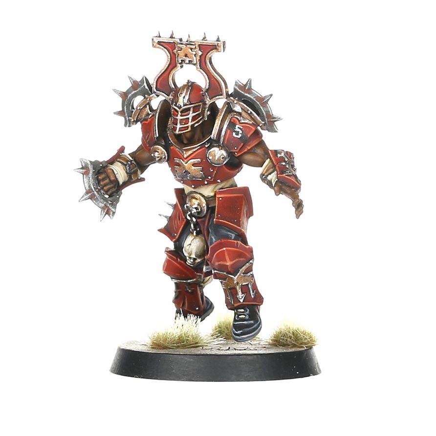 Miniaturas Marauder Linemen Blood Bowl Khorne sin pintar vista frontal