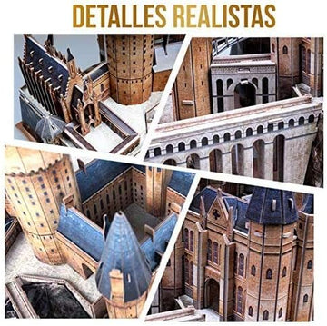 World Brands- Harry Potter-Castillo de Hogwarts Puzzles 3D, Kit de Construcción, Multicolor (Cubic Fun DS1013H)