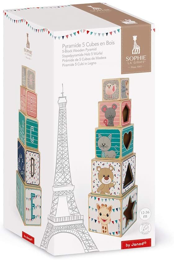 PIRAMIDE 5 CUBOS DE MADERA SOPHIE LA GIRAFE - Janod J09503