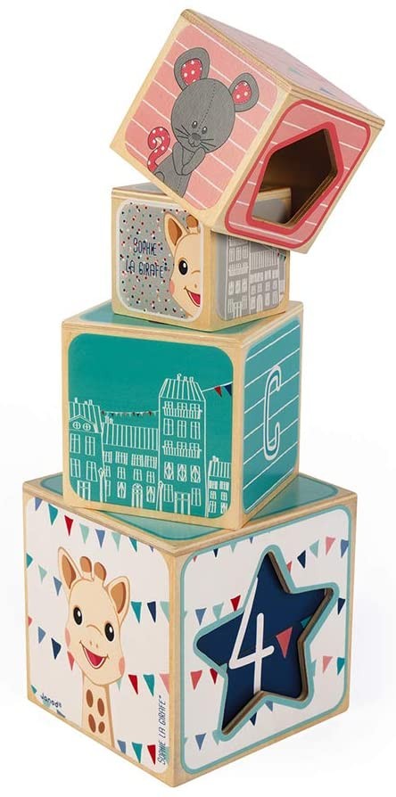 PIRAMIDE 5 CUBOS DE MADERA SOPHIE LA GIRAFE - Janod J09503