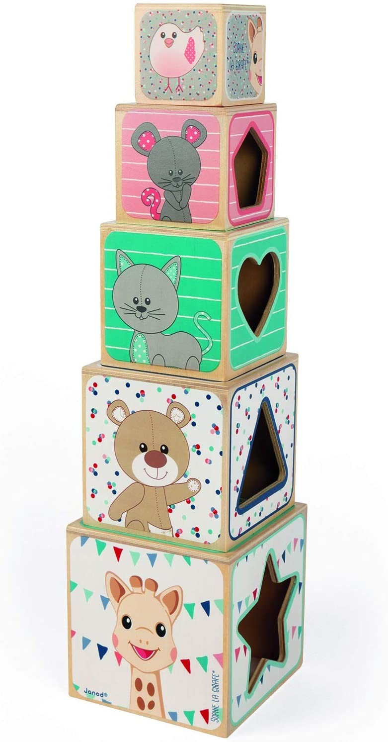 PIRAMIDE 5 CUBOS DE MADERA SOPHIE LA GIRAFE - Janod J09503