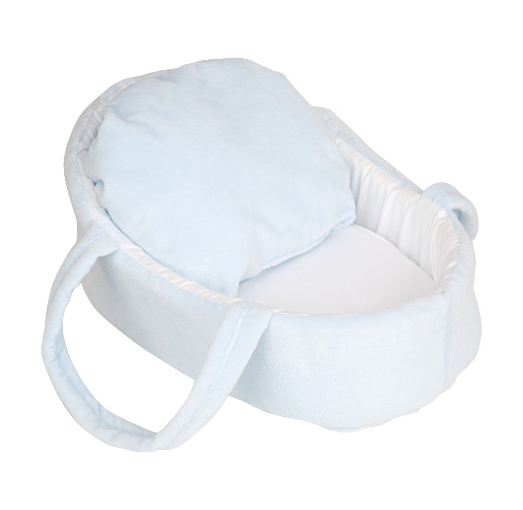 Muñeca Natal 33 cm Arias Elegance azul con capazo, chupete y cojín