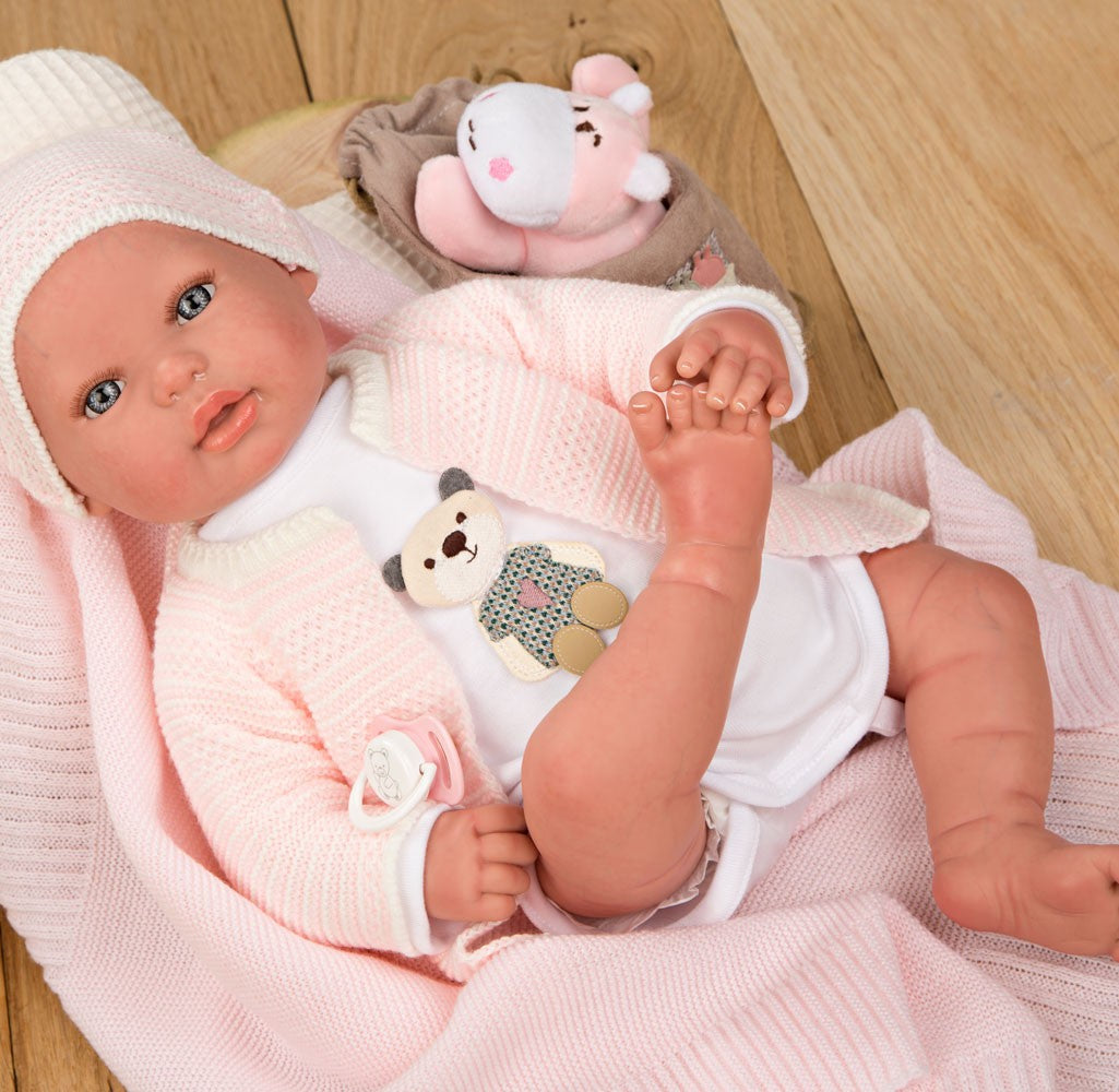 REBORN ARIAS 45 CM IARE MANTA, PELUCHE Y BOLSA MULTIUSOS - Arias 98080