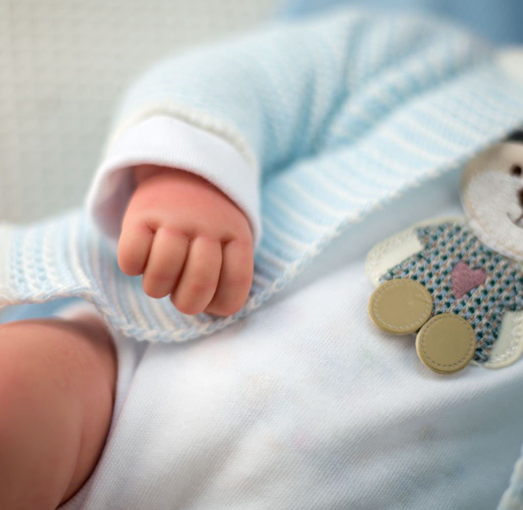 BEBÉ REBORN ADRIÁN CON MANTA, PELUCHE Y BOLSA MULTIUSOS - Arias 98081