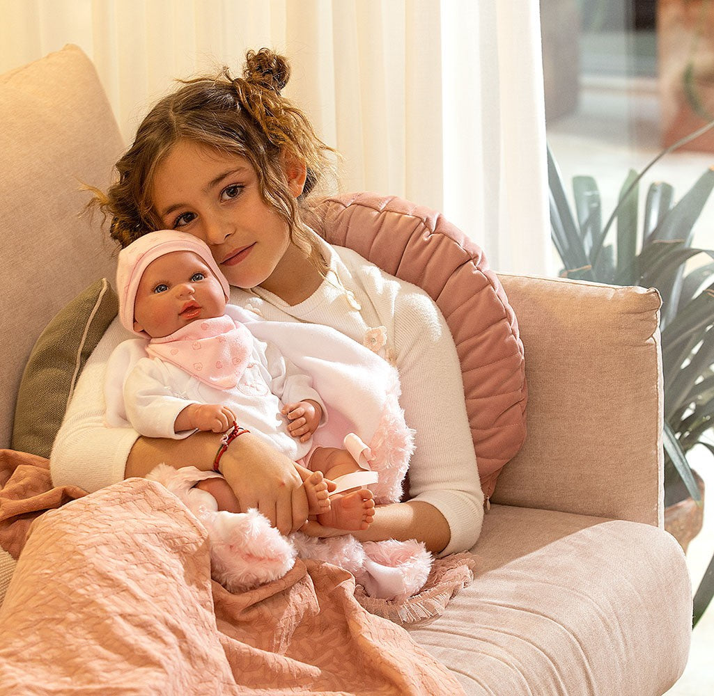 BEBÉ REBORN AINA CON MANTA, PELUCHE Y CON PELO - Arias98085
