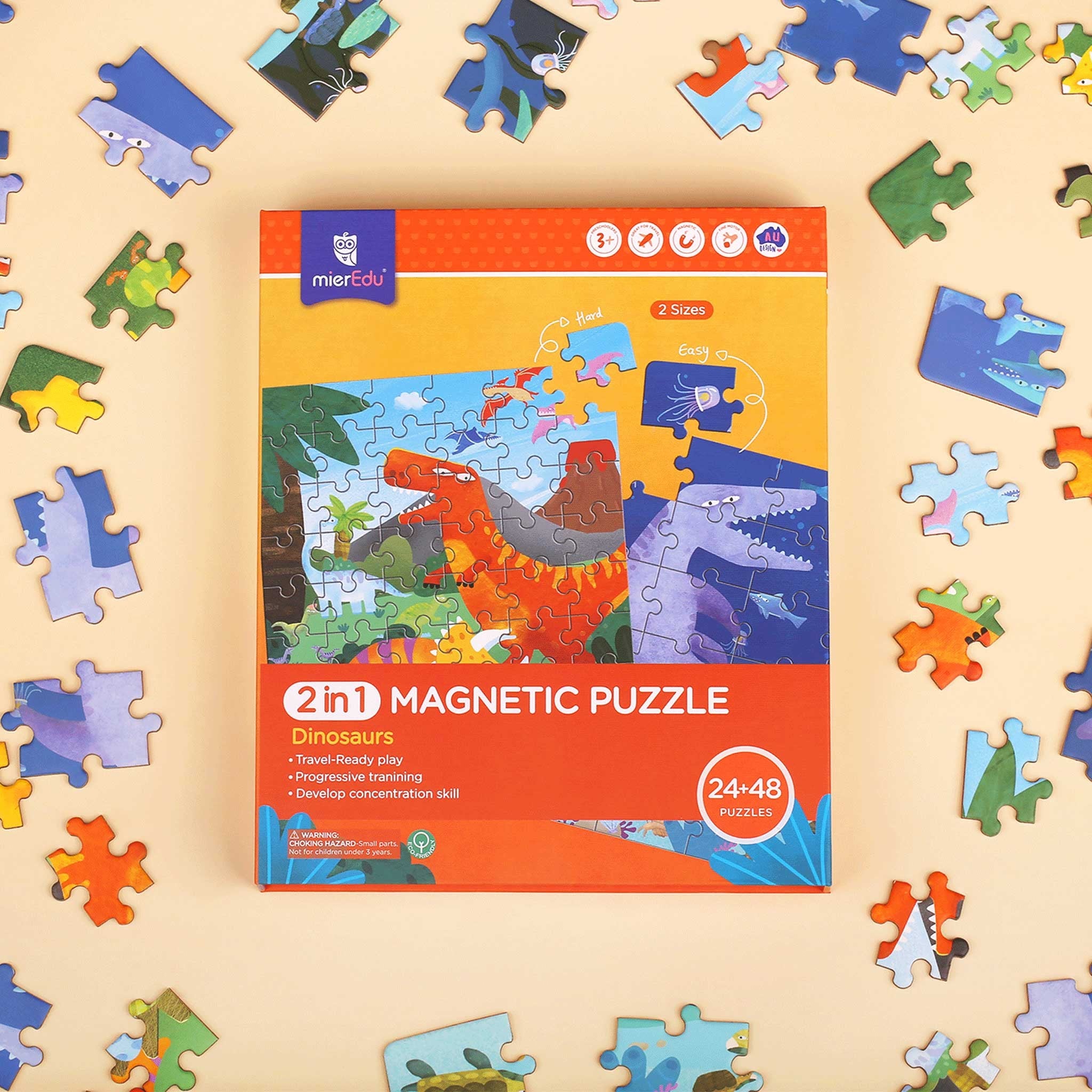 PUZZLE MAGNETICO 2 EN 1 DINOSAURIO - MiereduME181