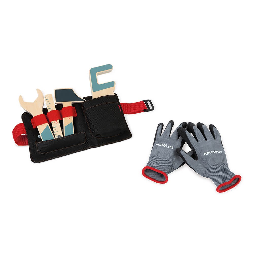 Cinturón infantil de bricolaje con herramientas de madera y guantes - Janod J06475
