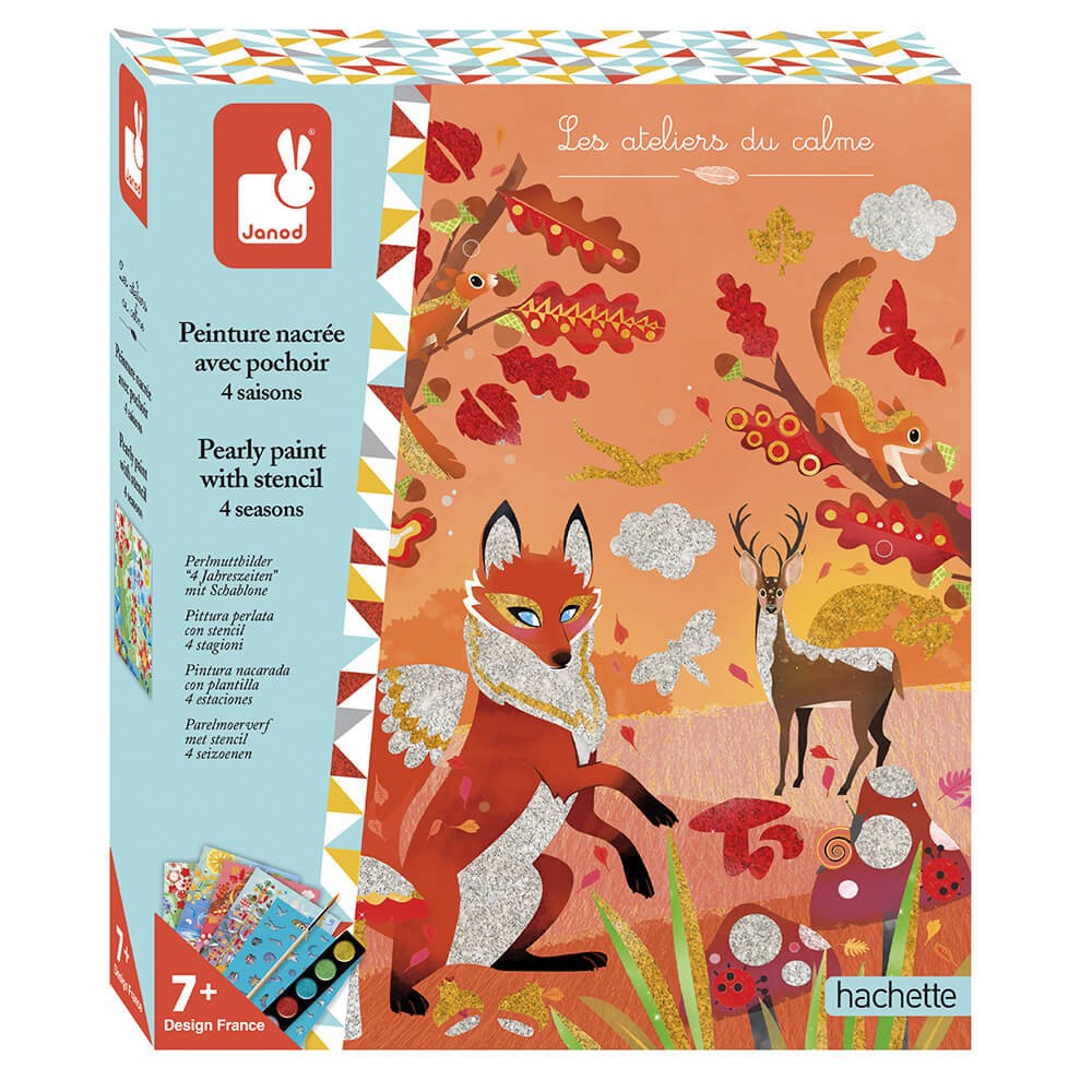 Kit creativo pintura nacarada con plantillas 4 estaciones Janod J07952