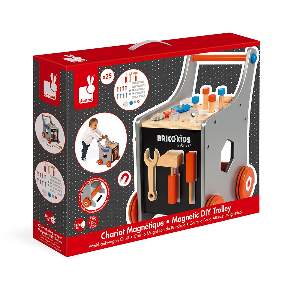 BRICO´KIDS CARRITO MAGNÉTICO DE BRICOLAJE MADERA - Janod J06478