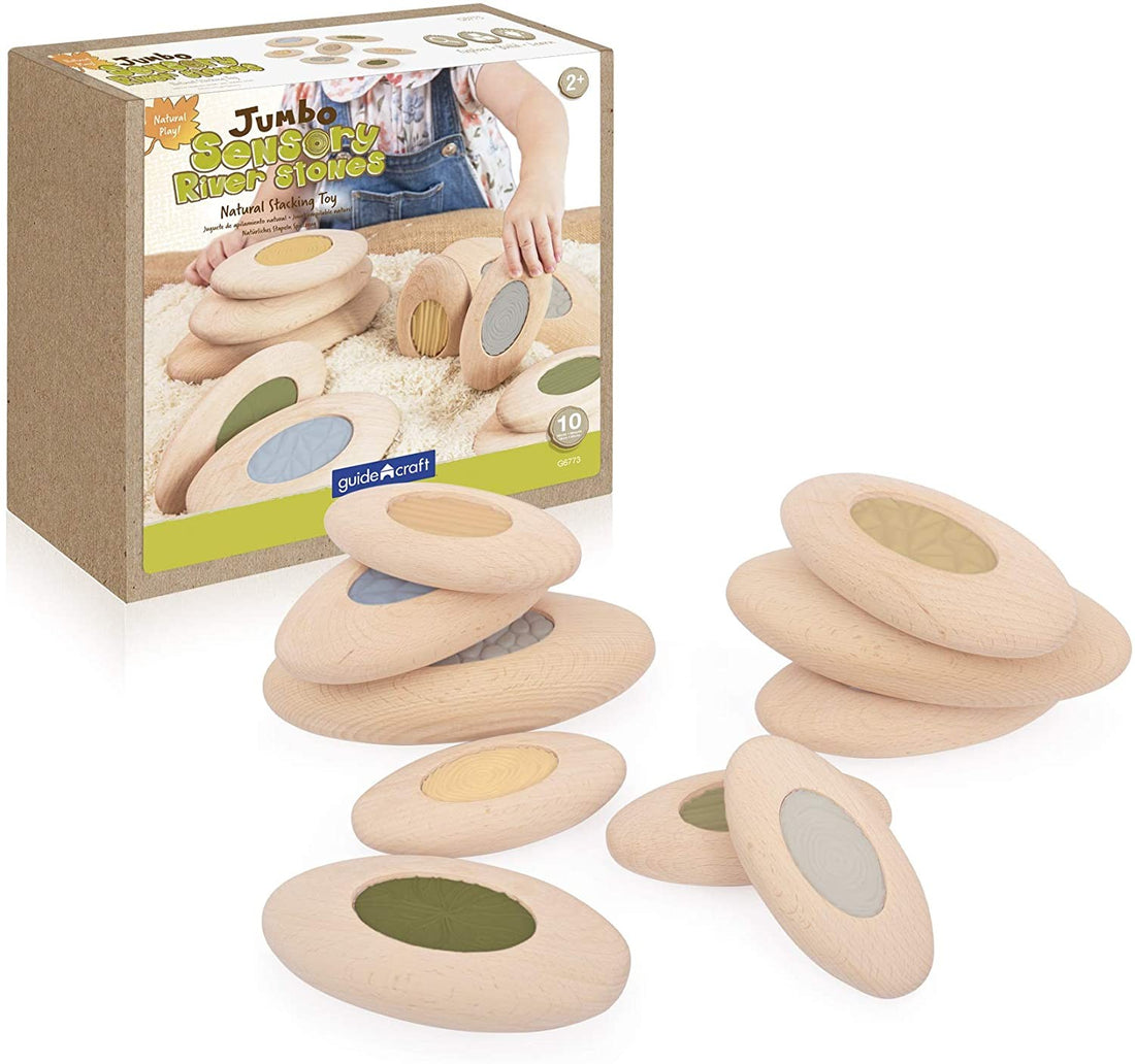 BLOQUES SENSORIALES APILABLES JUMBO MADERA PIEDRAS DE RIO MULTICOLOR - Guidecraft F6773