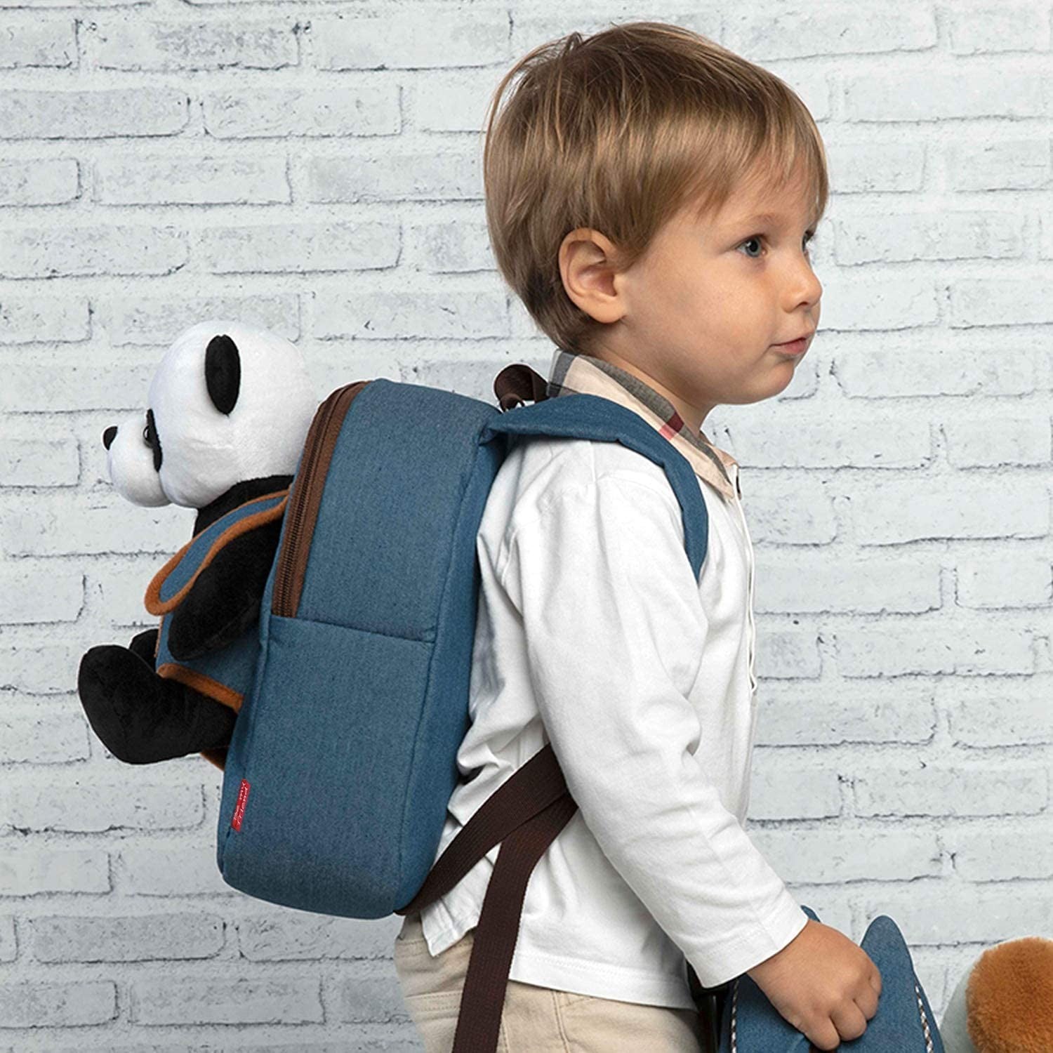 Mochila infantil con peluche oso panda - Perletti 13036