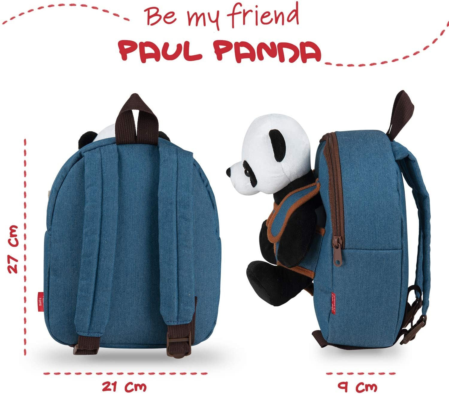 Mochila infantil con peluche oso panda - Perletti 13036