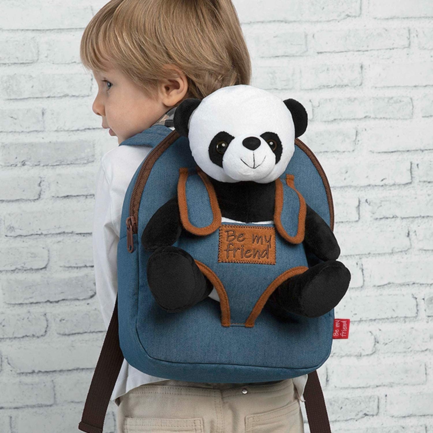 Mochila infantil con peluche oso panda - Perletti 13036