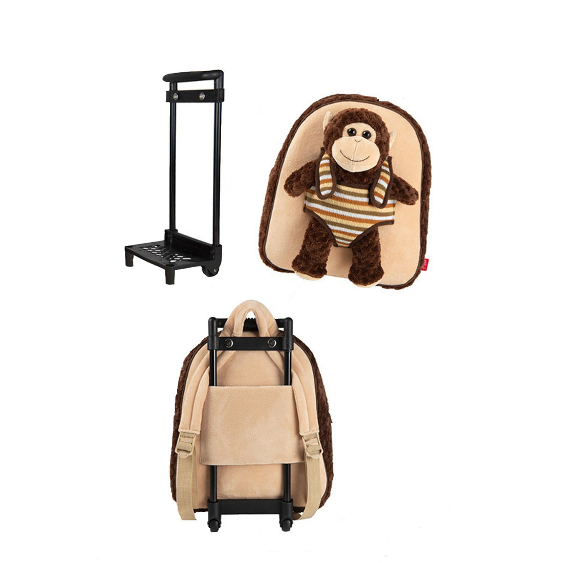 Mochila infantil Trolley con peluche mono - Perletti 13039