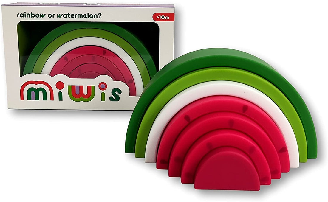 Figuras para apilar de silicona colorida, sandia -Miwis