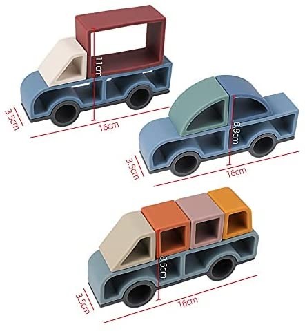 Figuras para apilar de silicona coloridas, set de coches - Miwis