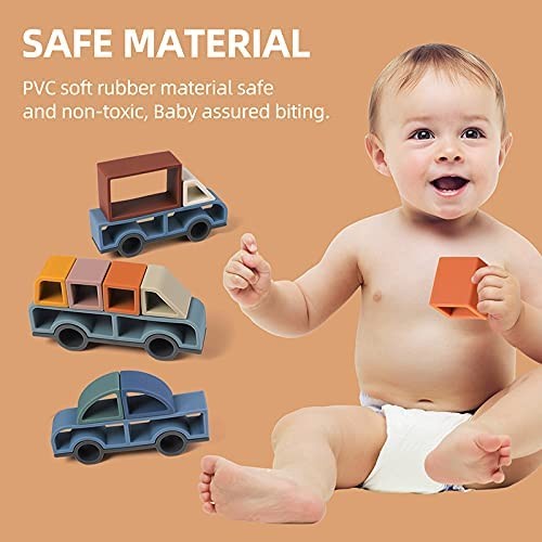 Figuras para apilar de silicona coloridas, set de coches - Miwis