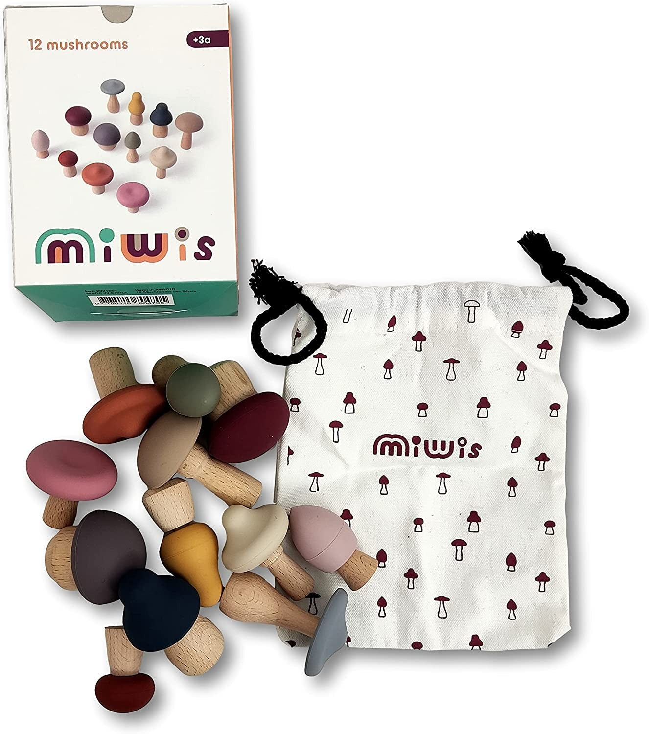 Figuras para apilar de silicona colorida, set champis - Miwis 010