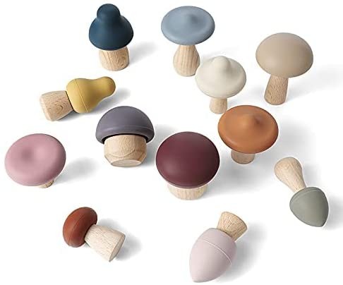 Figuras para apilar de silicona colorida, set champis - Miwis 010