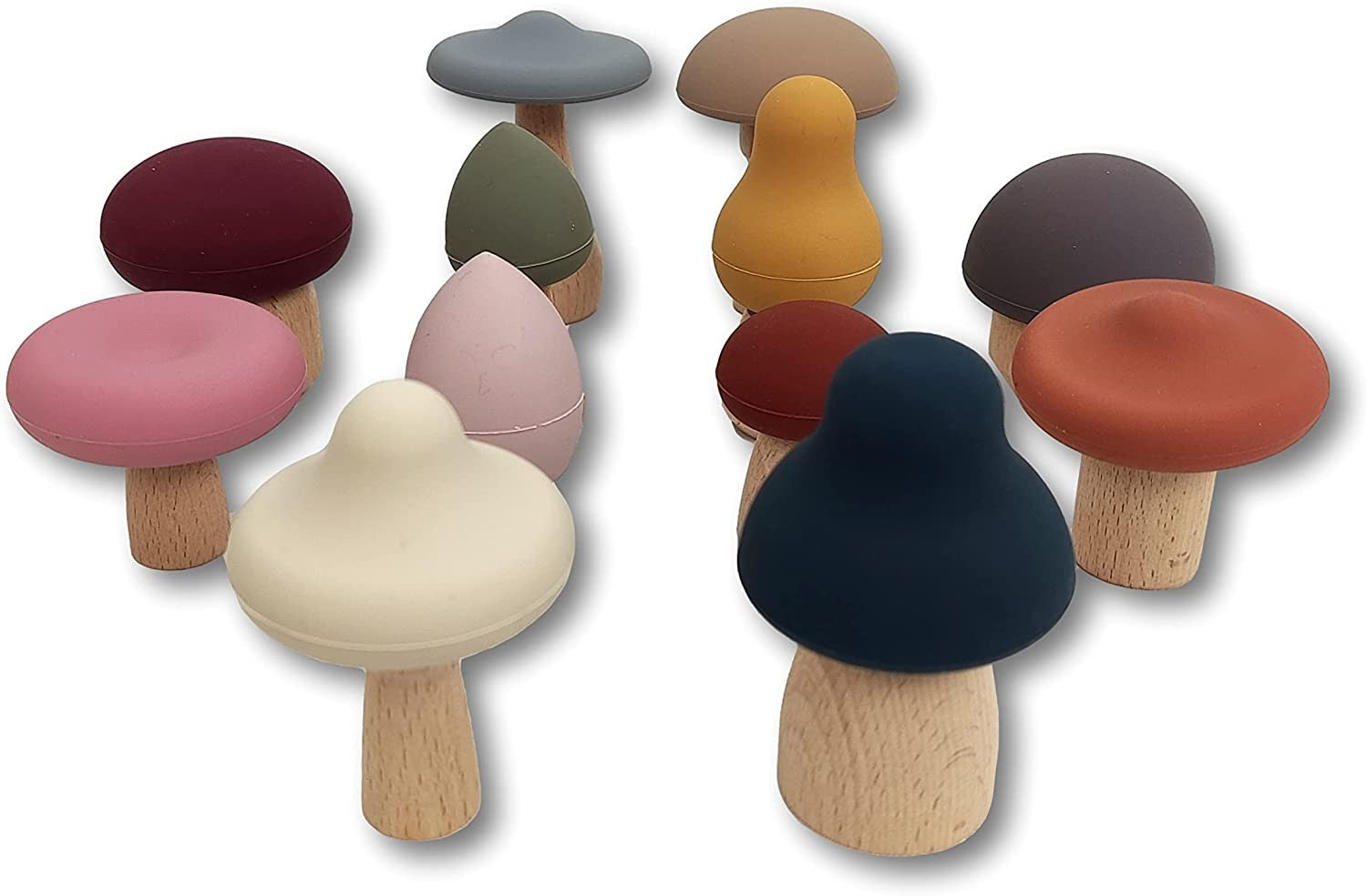 Figuras para apilar de silicona colorida, set champis - Miwis 010