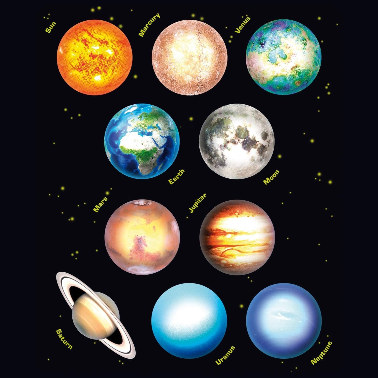 Pegatinas 3D planetas - The Glow all stars