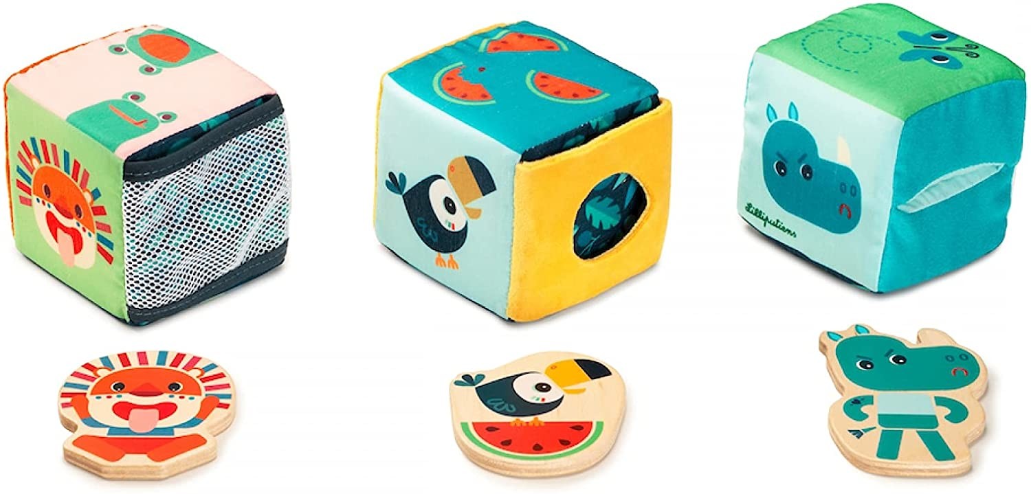 Juego de cubos infantiles para el escondite selva - Liliputiens  83301