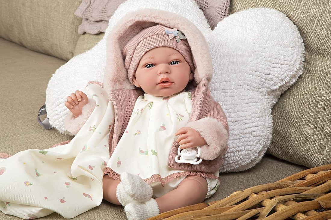 MUÑECA ELEGANCE CON PESO REAL 40CM ANDIE CON MANTA - Arias 60682