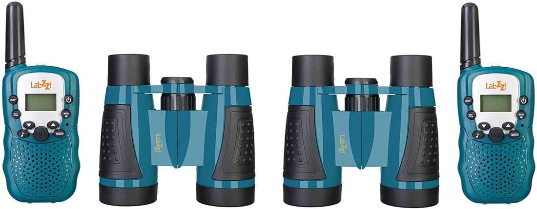 KIT DE WALKIE-TALKIE Y PRISMÁTICOS LEVENHUK LABZZ WTT10 AZUL