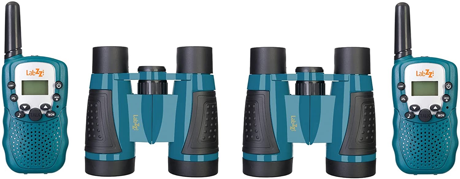 KIT DE WALKIE-TALKIE Y PRISMÁTICOS LEVENHUK LABZZ WTT10 AZUL