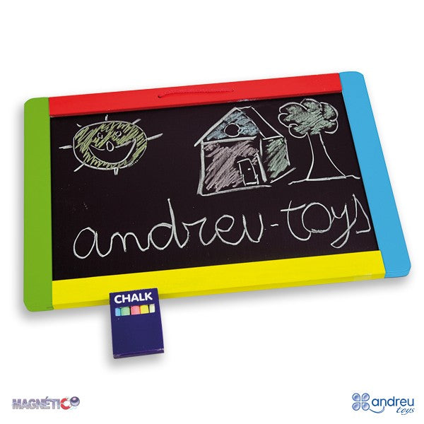 Pizarra magnetica doble cara Andreu Toys 16203 con rotulador y tiza para dibujar y escribir, ninos 3 anos